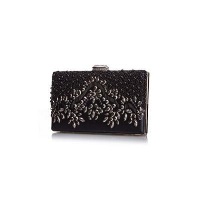Black Bead Embellished Clutch Bag
